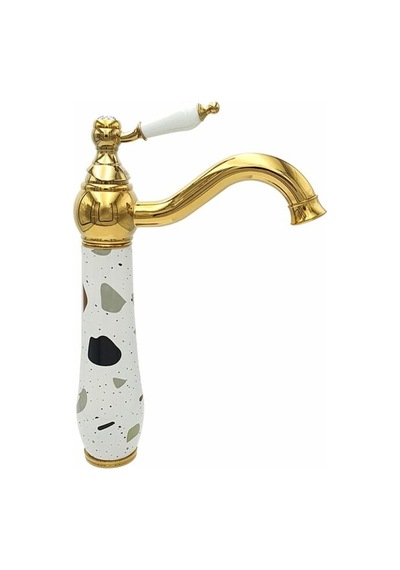 Terrazzo Altın Çanak Lavabo Bataryası Renkli