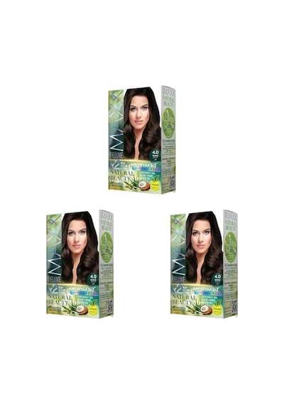 Natural Beauty Amonyaksız Set Saç Boyası 4.0 Kahve 3 Paketi