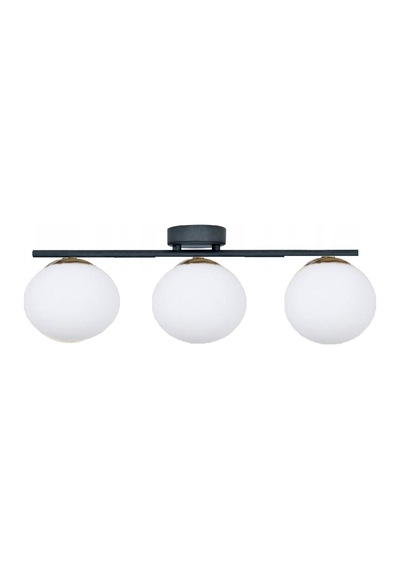 Siyah Üçlü Modern Beyaz Camlı Plafonyer Avize