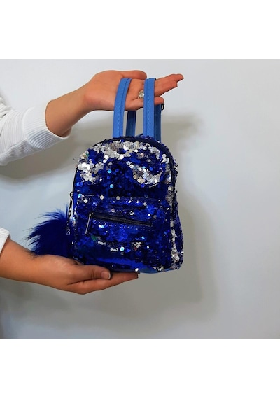 Fiyra Crn Saks Pullu Kız Çocuk Sırt Çantası 16cmx20cmx10cm Saks Mavi