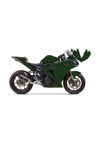 Yamaha Yzf R25 Kırmızı Parçalı Full Tek Renk Koyu Yeşil Kaplama