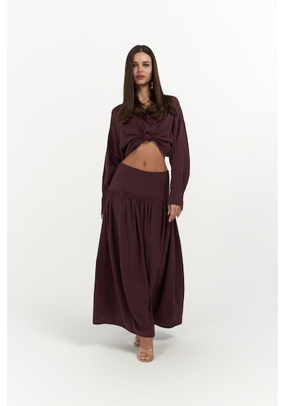 Mai Collection Mai Studios Co. Ginevra Bordo Gömlek Etek Takım Bordo