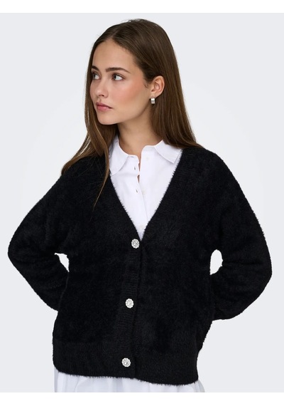 Only Onlella Piumo Ls Cardigan Knt Kadın Ceket 15259564 Siyah