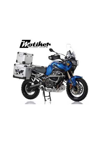 Yamaha Super Tenere Siyah Mavi Çanta Sticker Etiket Modeli