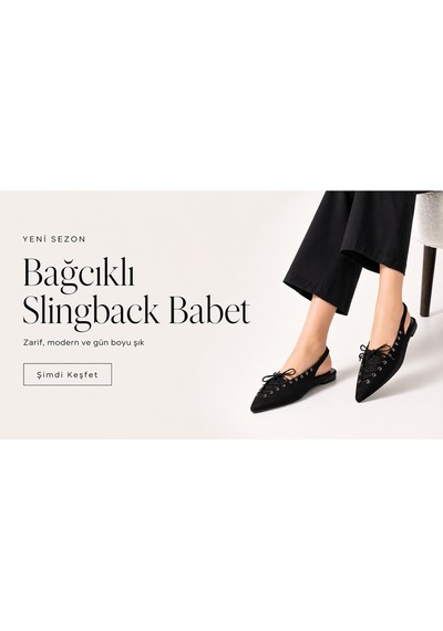 Dadwolf Kadın Süet Bağcıklı Slingback Babet Sivri Burun Arkası Açık Günlük Ayakkabı Siyah Süet