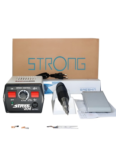 Strong 204 Profesyonel Mikro Motor El Aleti Ahşap, Taş, Metal Oyma Zımpara, Parlatma Ve Delme Uyumlu