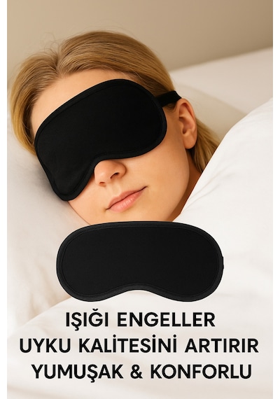 Eleven Markets 1 Adet Işığı Geçirmez Yumuşak Rahat Uyku Bandı Uyku Gözlüğü Araba Ev Ofis Spa Meditasyon Göz Bandı Siyah