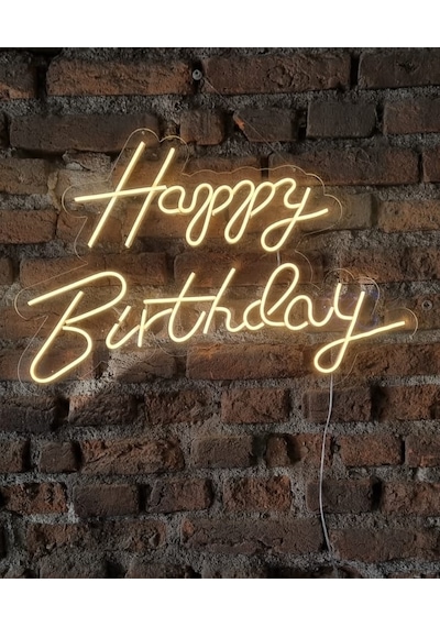Happy Birthday Neon Led Duvar Aydınaltması Doğum Günü Yazısı
