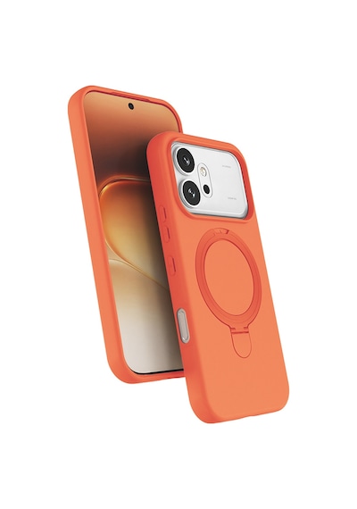 Maks Technology Honor 600 5g Kılıf M-safe Şarj Özellikli Standlı Mkst Samara Kapak - Turuncu