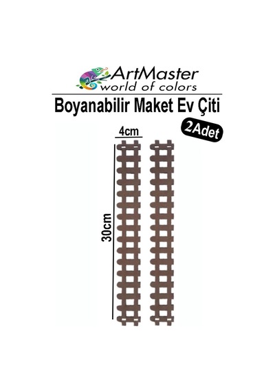 Ahşap Maket Çit 30x4 Cm Boyanabilir 2 Adet Minyatür Bahçe Çiti Dekoratif Tasarım Okul Hobi Proje
