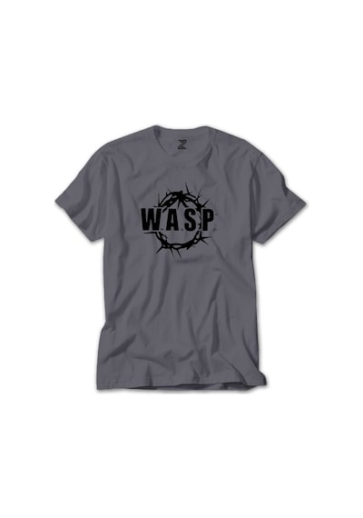 Wasp Logo Text Gri Tişört Gri