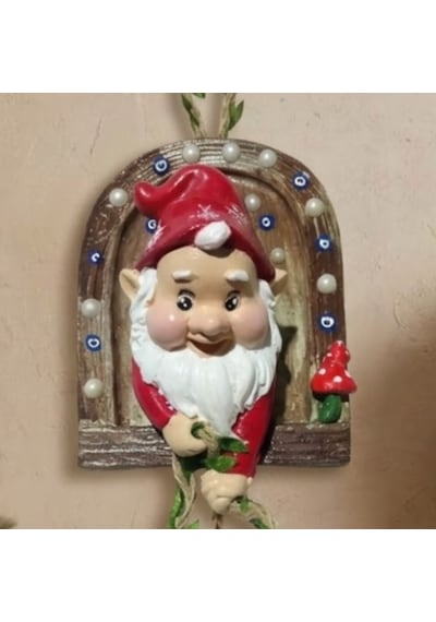 Yılbaşı Tasarımlı Fenerli Şans Cücesi O116 11x15 Cm