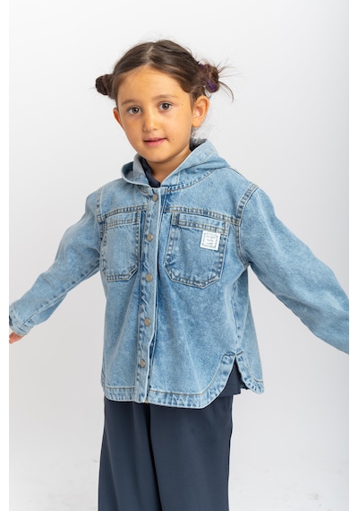 Oliven The Kid Oliventhekid Unisex Kapüşonlu Kot Ceket Mavi Mavi