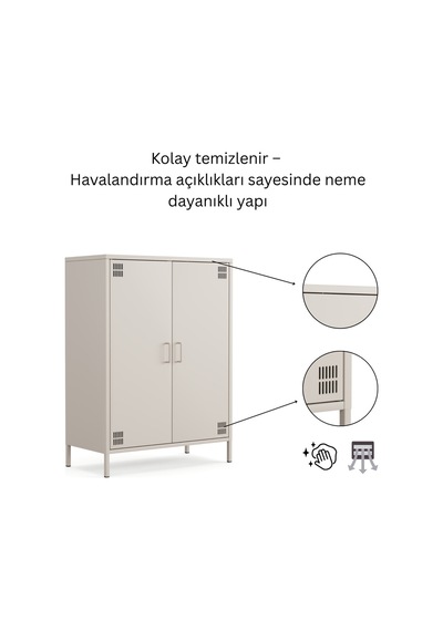 Pera Metal Dolap 2 Kapılı 80,50 X 40 X 109,50 Cm - 9 Renk Seçeneği Bulunmaktadır Bej