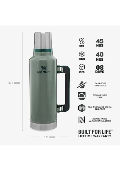 Stanley Klasik Vakumlu Paslanmaz Çelik 1.9l Unisex Yeşil Termos 07934