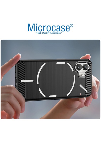Microcase Nothing Phone 2 Brushed Carbon Fiber Silikon Kılıf - Siyah Al3332