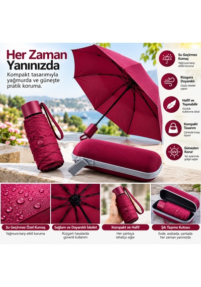 Kapsül Şemsiye Bordo - Lisinya