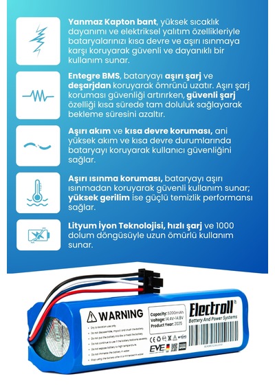 Vestel V-bot Pro S Uyumlu Batarya Standart Kapasite 5200mah