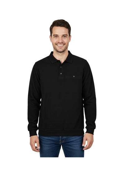 Dynamo Erkek Büyük Beden Polo Yaka Cepli Selanik Sweatshirt Bgl-st04925 Siyah