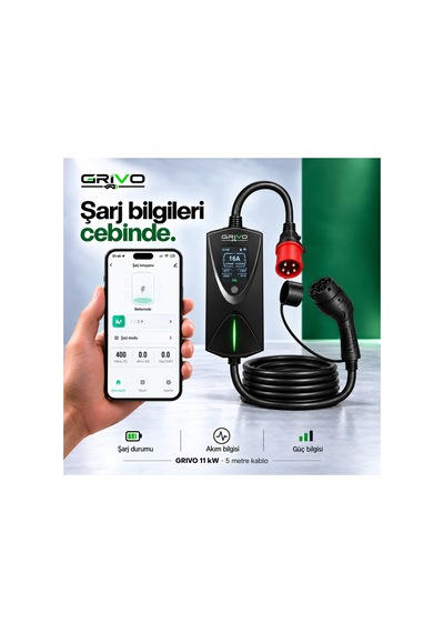11 Kw 16a Taşınabilir Elektrikli Araç Şarj Cihazı Type 2 5 Metre Kablo Ip67 2 Yıl  - 938842693