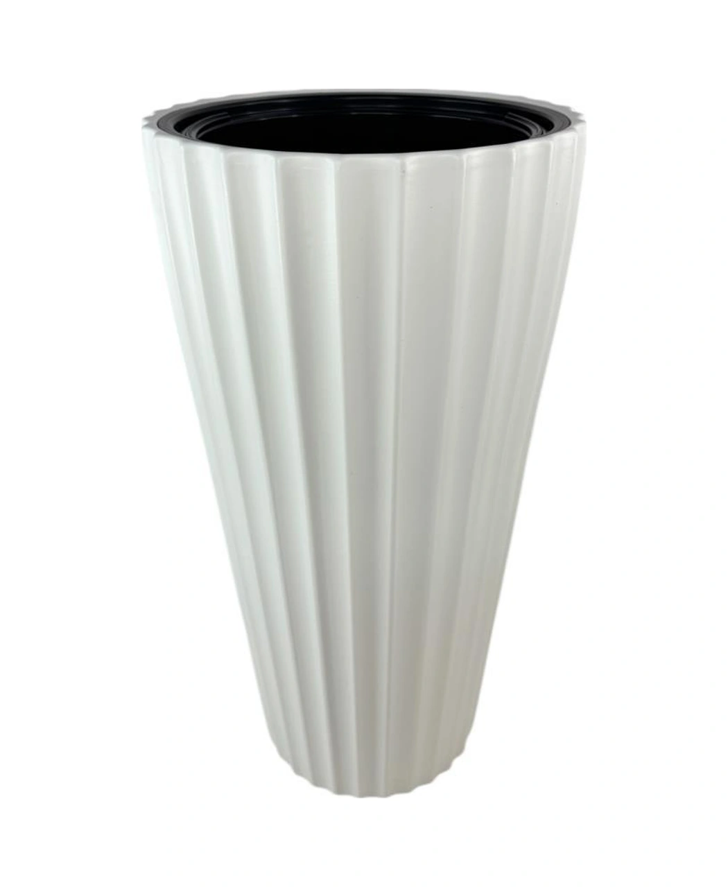 Beyaz Lilyum Model Vazo Dekoratif Plastik Saksı 57cm 9 Litre İç Hacim Estetik Ve Modern Tasarım Beyaz