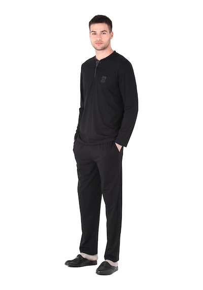 D's Damat 221001 Uzun Kol Pijama Takımı Siyah