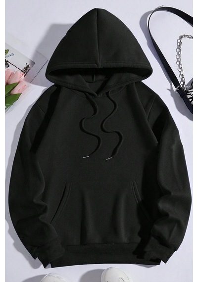 Faith Over Baskılı Oversize Sweatshirt Siyah