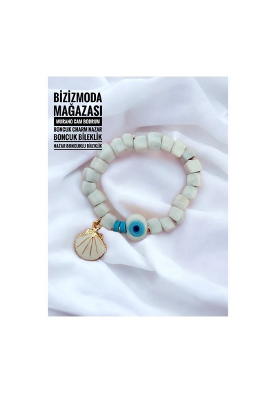 Murano Cam Bodrum Boncuk Charm Nazar Boncuk Bileklik Nazar Boncuklu Bileklik Beyaz 34054637