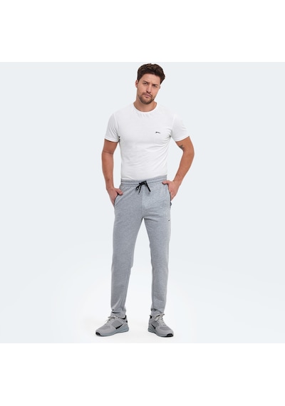 Slazenger OLI IN Erkek Fermuar Cepli Gri Eşofman Altı