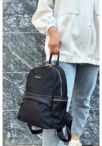 Just Polo Kadın İthal Saten Kumaş Şık Okul Ve Sırt Çantası Shopper Siyah