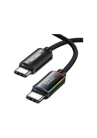 60w Type-c To Type-c Rgb Aydınlatmalı Örgülü Şarj Ve Data Kablosu 2 Metre Diğer