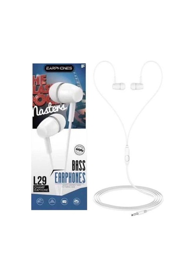 L29 Platoon Bass Earphones Kulaklık Beyaz Tek Ayaklı