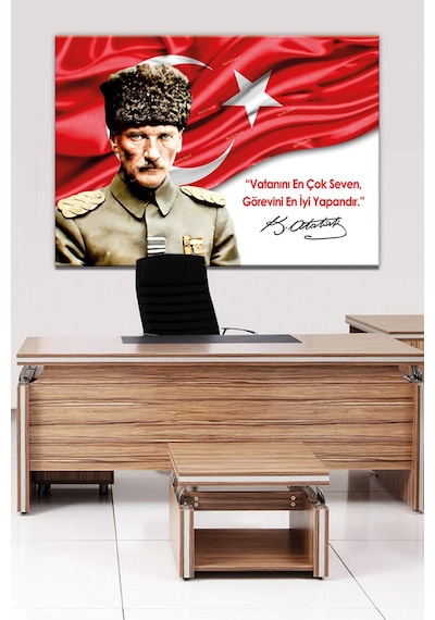 Atatürk Mustafa Kemal Makam Panosu Kanvas Tablo Resmi Kurumlar Okullar 8farklı Ölçü