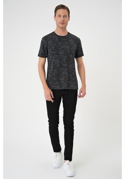 Efor Comfort Fit Bisiklet Yaka Batik Görünmlü Kısa Kol Casual Siyah Tişört Ts 905 Siyah