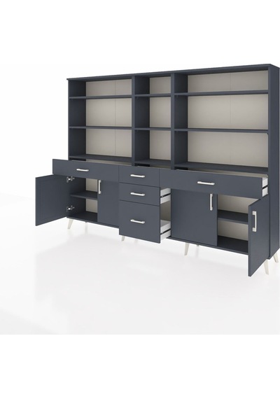Arges Dolap 11 Raflı 5 Çekmeceli 4 Kapaklı 220x30x163 Antrasit-antrasit Antrasit - Antrasit Arges Dolap 11 Raflı 5 Çekmeceli 4 Kapaklı 220x30x163 Antrasit-antrasit Antrasit - Antrasit