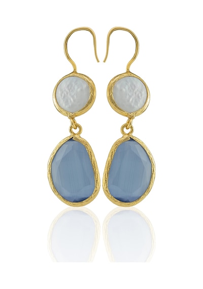 Kadir Jewellery 22 Ayar Altın Kaplama Kadın İnci Küpe -el İşçiliği Ve Hipoalerjenik Küpe Buz Mavisi 79407169