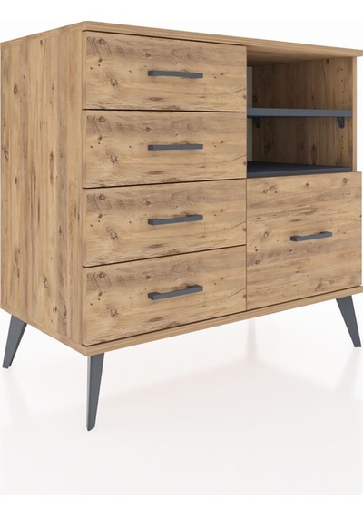 Hyperion Şifonyer 2 Raflı 5 Çekmeceli 88x44x80 Çam-antrasit/çam Antrasit/çam Hyperion Şifonyer 2 Raflı 5 Çekmeceli 88x44x80 Çam-antrasit/çam Antrasit/çam