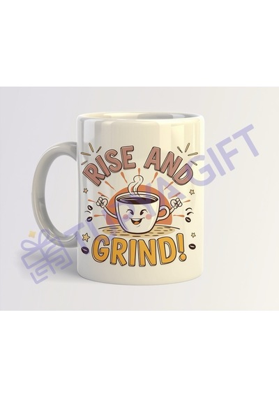 "rise And Grind" Kahve Kupası Beyaz