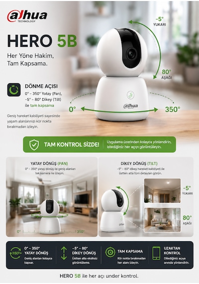 Hero 5b Akıllı Kamera - 5mp Akıllı Wifi Kamera 360' Kablosuz Ev Kamerası Dahua Türkiye li