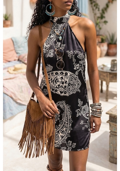 Fashion Cocktail Yaz Akşamı Paisley Şal Desenli Otantik Etnik Kontrast Mini Saten Sırt Dekolte Kokteyl Gece Elbisesi Siyah Fashion Cocktail Yaz Akşamı Paisley Şal Desenli Otantik Etnik Kontrast Mini Saten Sırt Dekolte Kokteyl Gece Elbisesi Siyah