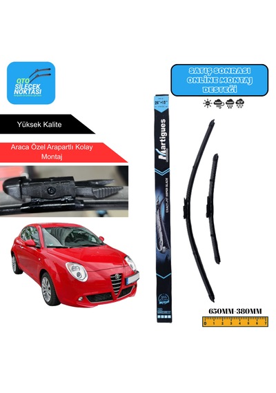 Alfa Romeo Mito 2008 Araca Özel Uyumlu Ön Cam Silecek Takımı 650mm-350mm