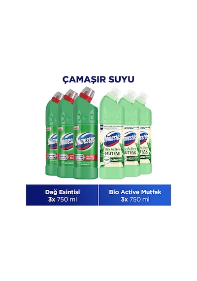Çamaşır Suyu Dağ Esintisi 750 Ml X3 + Çamaşır Suyu Bio Active Mut Diğer