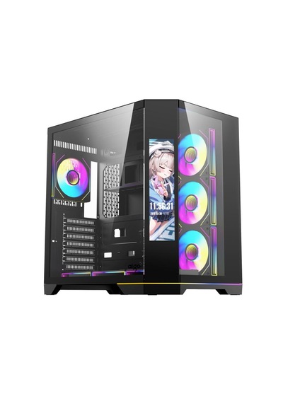 Aıgo Ft418 Ultra Siyah 7x L17 Argb Fanlı 850w 80+ Bronze Gen5 Lcd Mid Tower Kasa