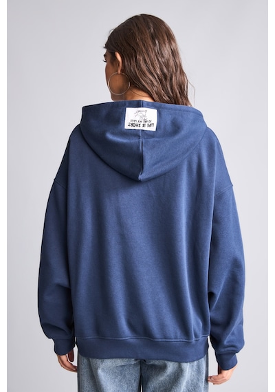 Defacto Overshırt Fıt Kapüşonlu Baskılı Kalın Kumaş Sweatshirt I0197ax26aunv241 Lacivert-nv241