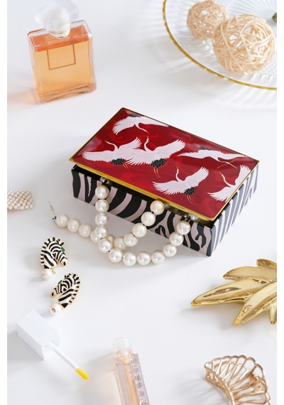 Premium Turna Desenli Dekoratif Organizer Kutu Takı, Makyaj, Dikiş Ve Aksesuar Saklama Kutusu 160x102x50 Mm