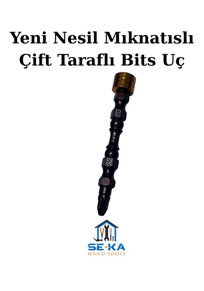 Yeni Nesil Mıknatıslı Çift Taraflı Bits Uç Profesyonel Pratik Vidalama Ucu Pz2 X 65 Mm 10 Adet