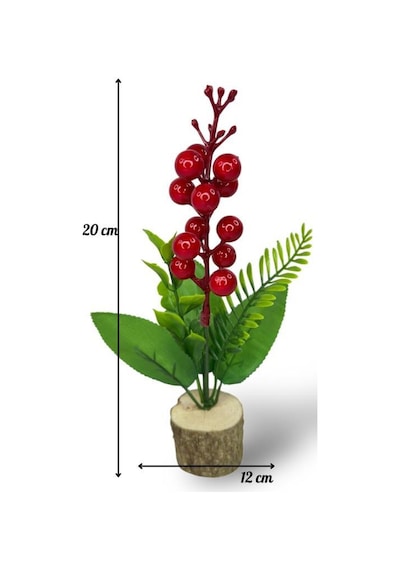Yapay Çiçek Yılbaşı Çiçeği Kokinalı Kütük Saksılı Dekoratif Süs 20cm