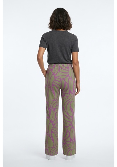 Neden Tekstil Kadın Desenli Relaxed Fit Rahat Pantolon - Yeşil