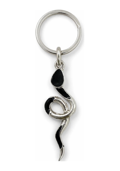 Gotik Yılan Figürlü Metal Anahtarlık Siyah Gümüş Renk Unisex