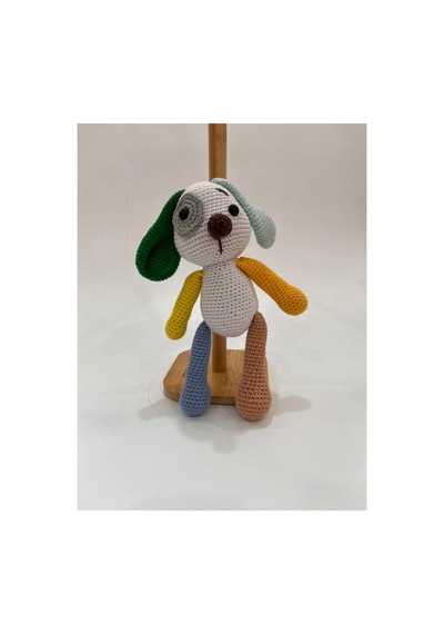 El Yapımı Amigurumi Köpek Oyuncak Renkli Kulak Örgü Bebek & Çocuk Hediyesi 21cm Nane + Sarı Kulak